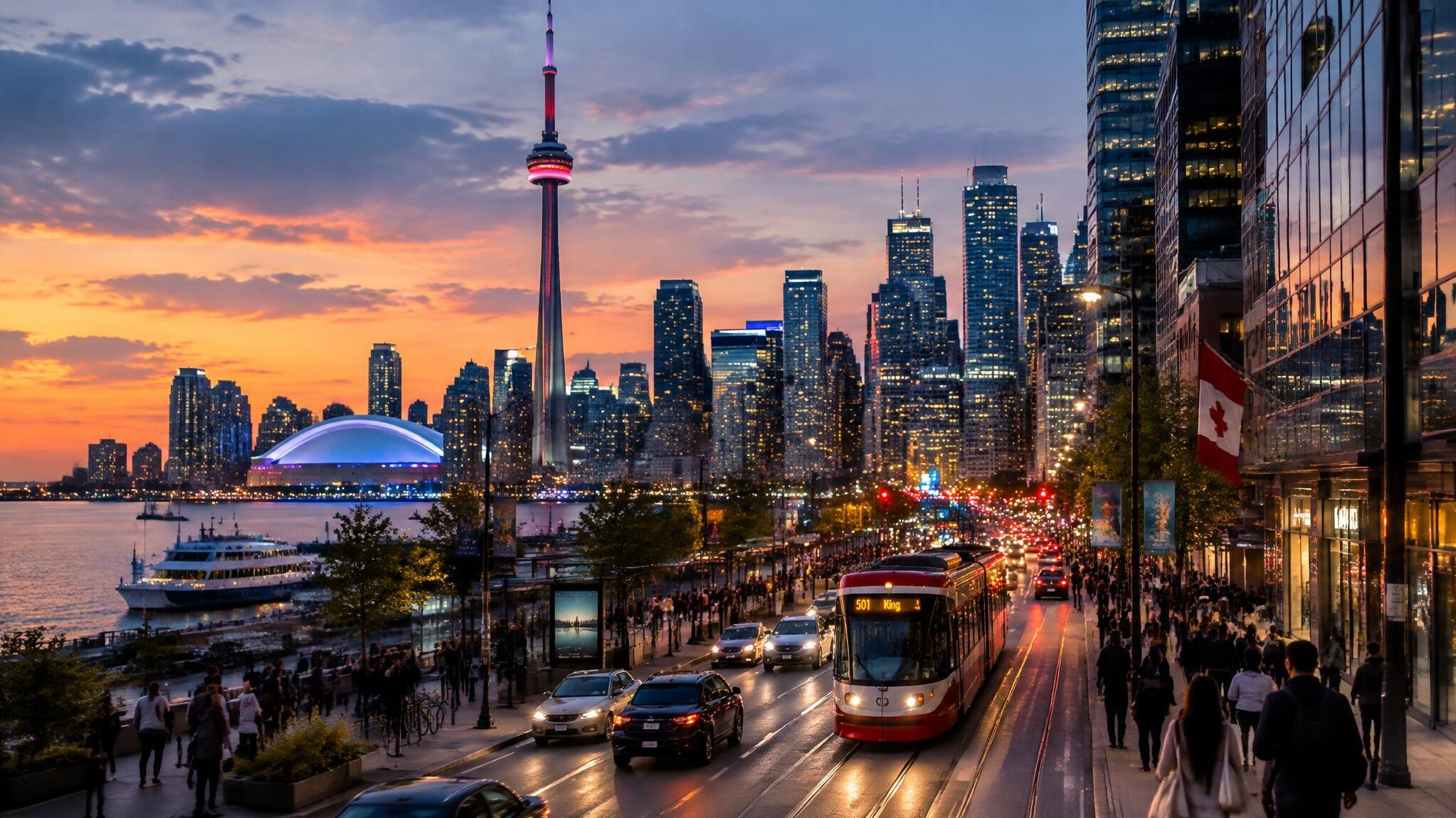 toronto skyline at dusk