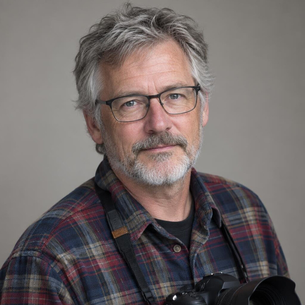 Portrait of an older Canadian street documentary photographer